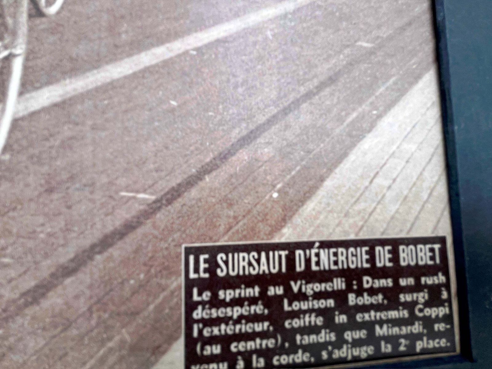Fausto Coppi / Louison Bobet Vintage Cycling Print 1951 Le Sprint Au Vigorelli photo for sale