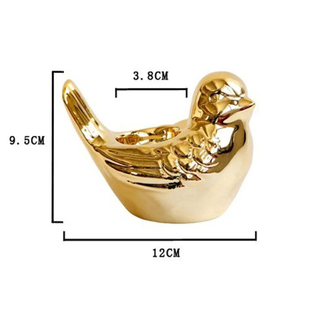 Ceramic Gold Bird Candlestick Candleholder For Home Decor photo for sale