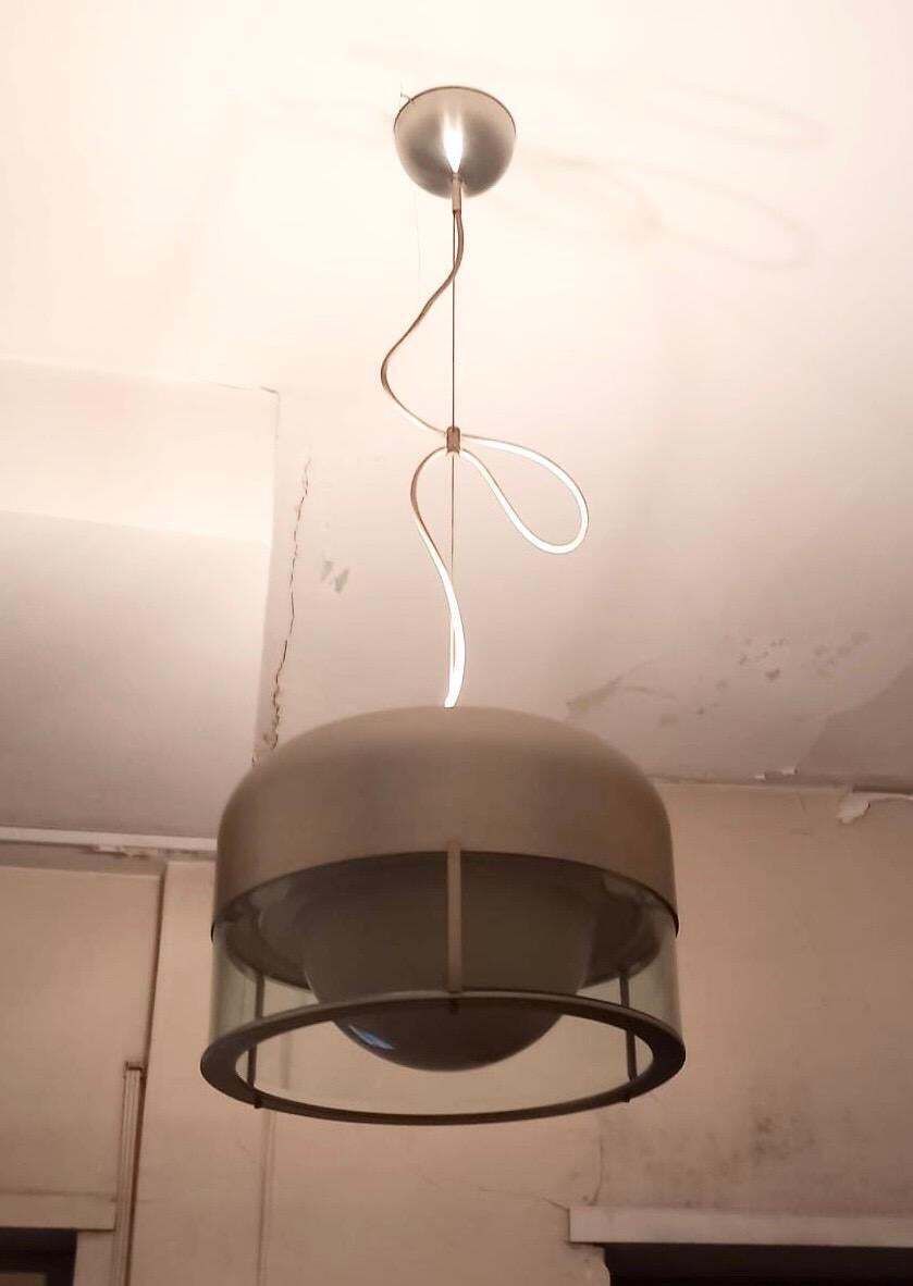 1970s Space Age Steel And Glass Pendant By Pia Guidetti Crippa For Lumi Milano photo Lighting
