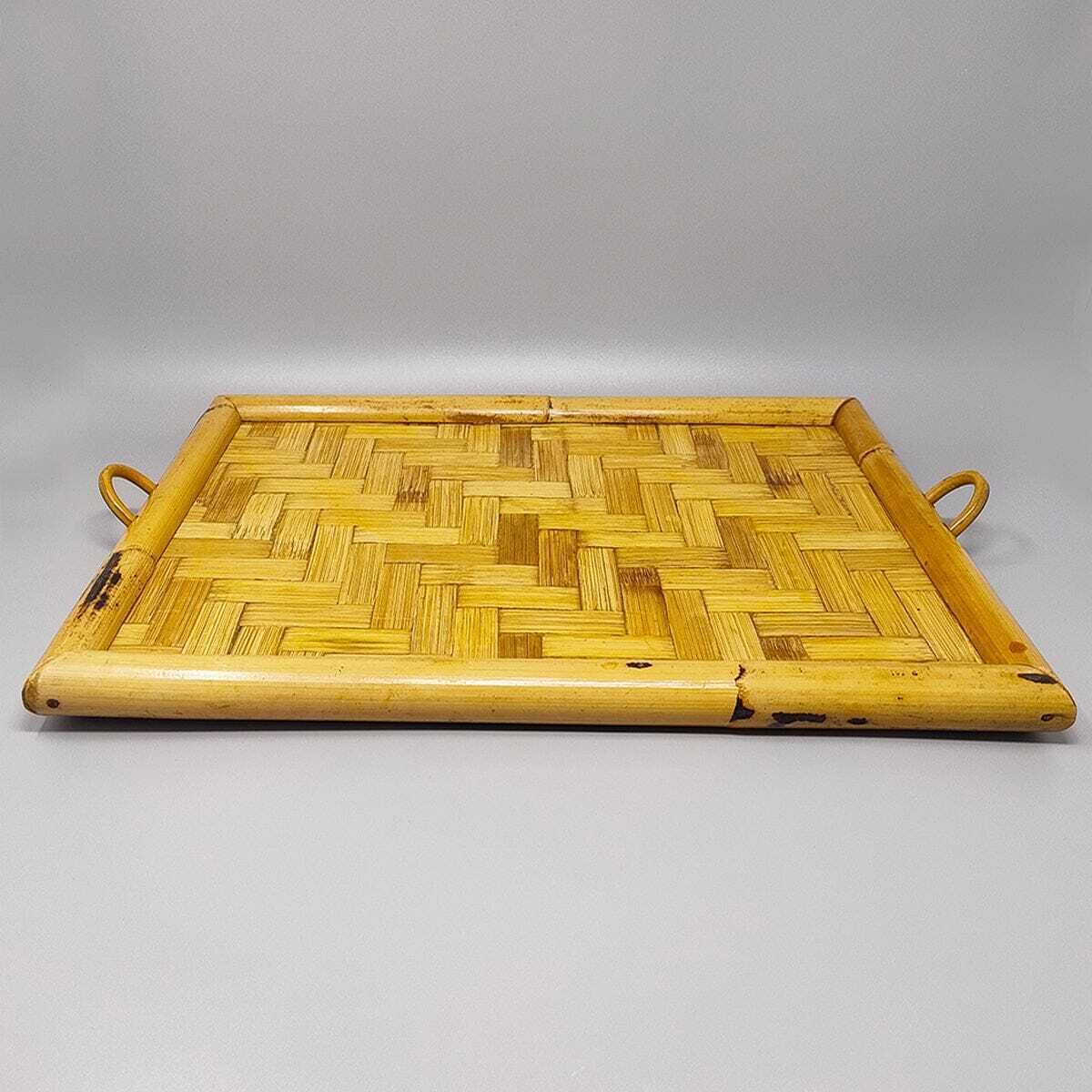 1970s Astonishing Italian Tray In Bamboo, Rattan And Wicker. Made In Italy photo furniture