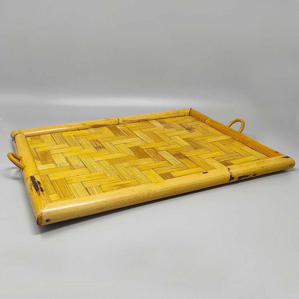 1970s Astonishing Italian Tray In Bamboo, Rattan And Wicker. Made In Italy photo for sale