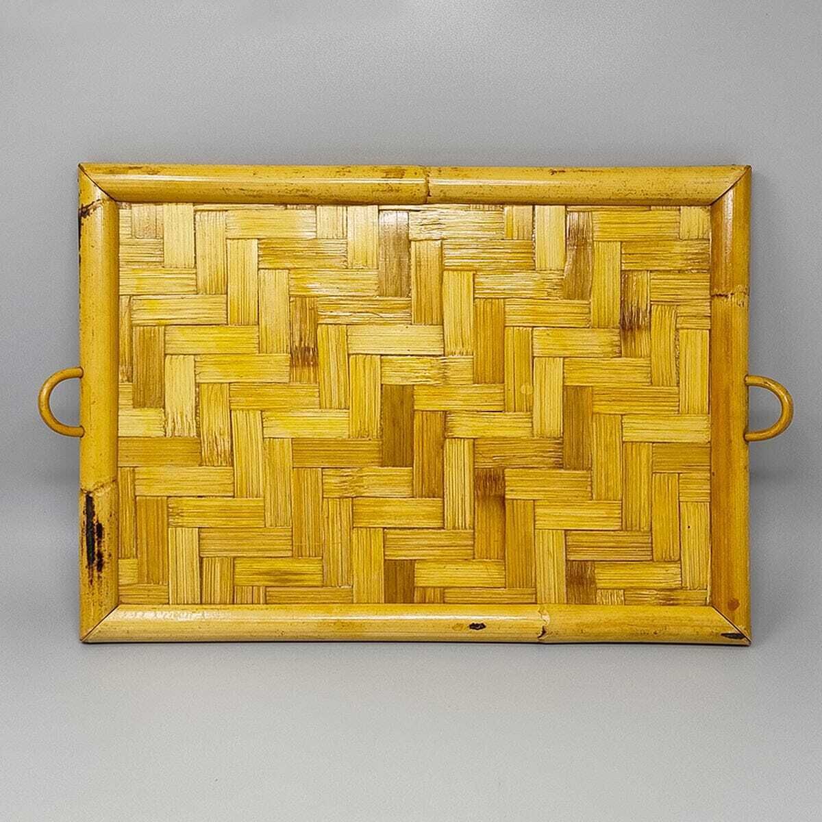 1970s Astonishing Italian Tray In Bamboo, Rattan And Wicker. Made In Italy photo 323.0