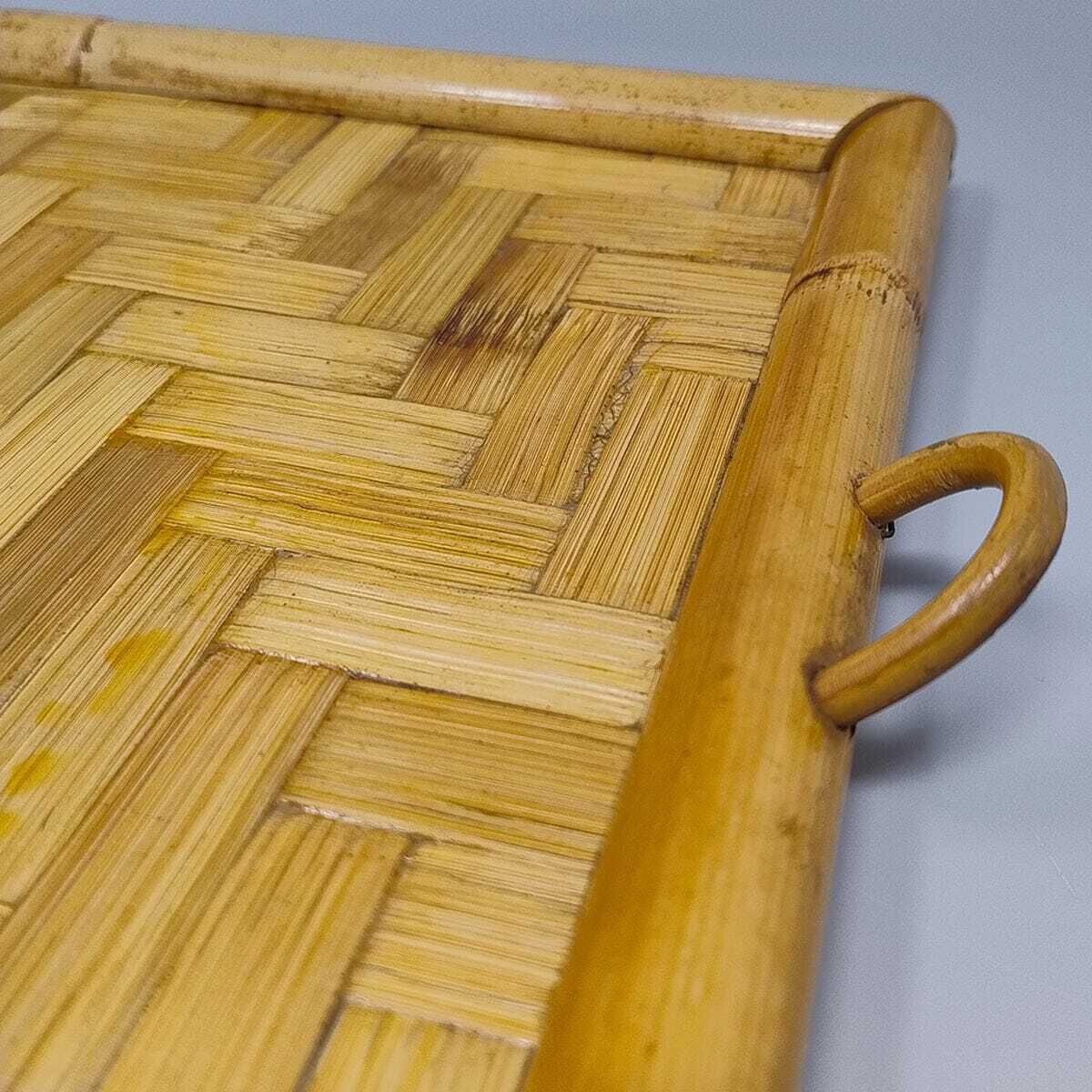1970s Astonishing Italian Tray In Bamboo, Rattan And Wicker. Made In Italy photo vintage