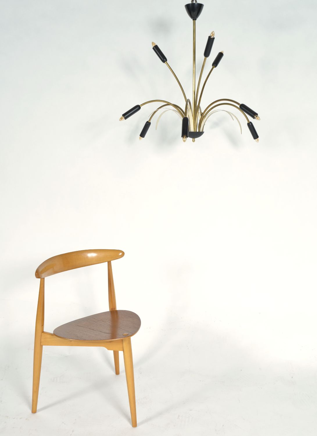Midcentury Stilnovo 9 Arm Italian Spider Pendant Light Brass Copper Sputnik 1950s photo buy