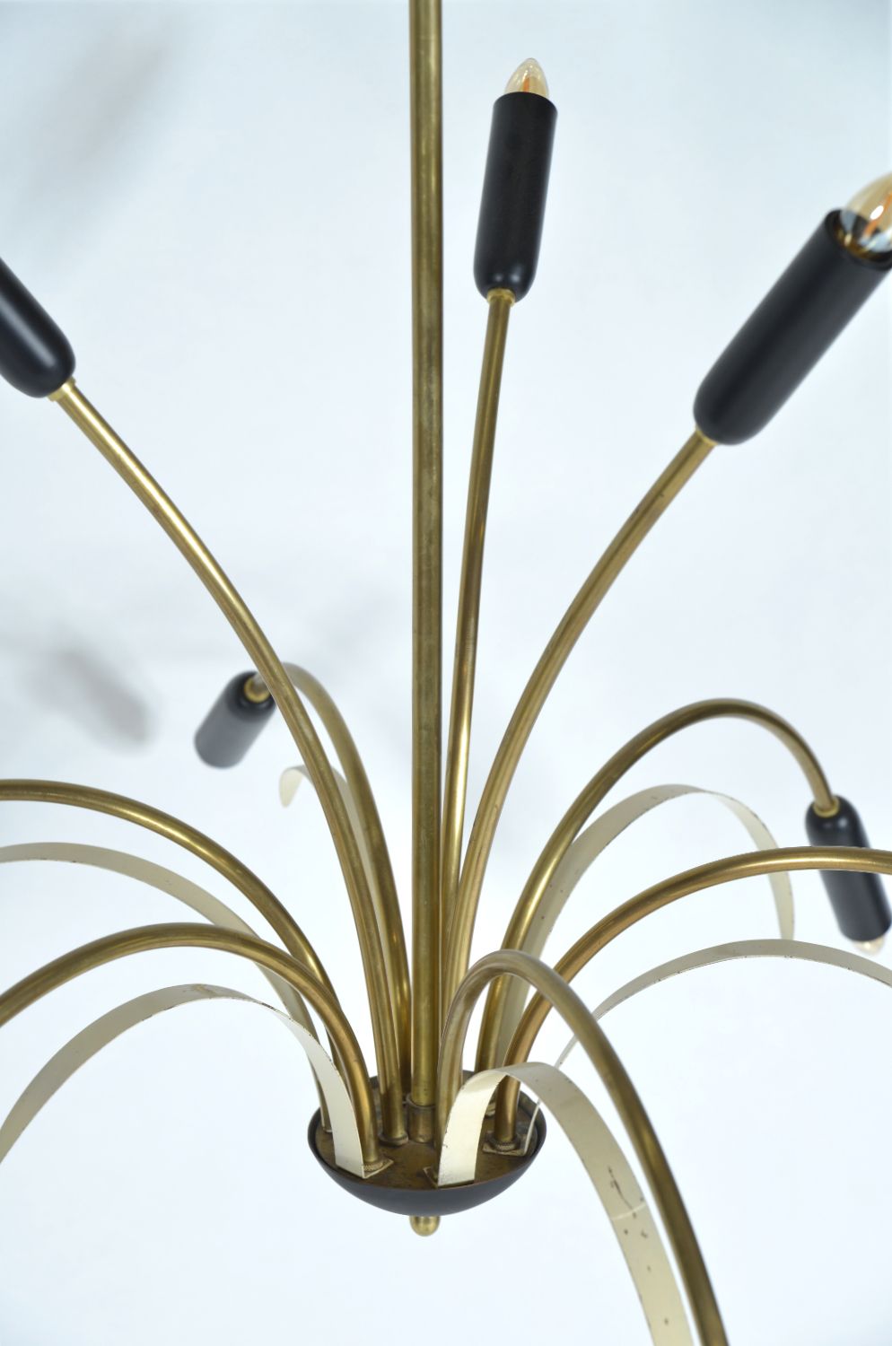 photo for sale Midcentury Stilnovo 9 Arm Italian Spider Pendant Light Brass Copper Sputnik 1950s