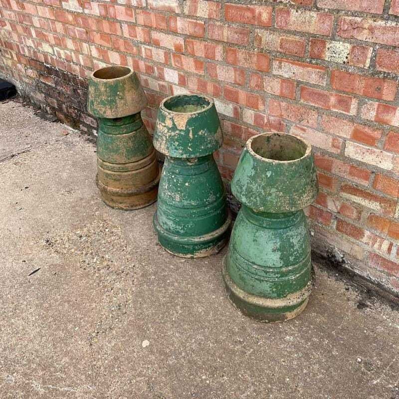 Vintage Early 20thc Stone Chimney Pots Planters Great Patina Aged photo furniture