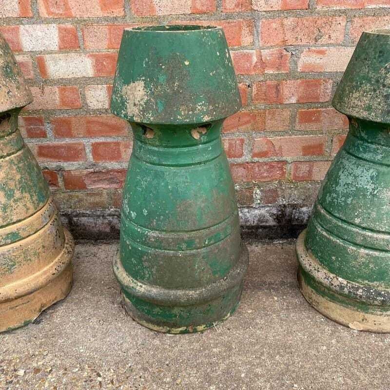 Vintage Early 20thc Stone Chimney Pots Planters Great Patina Aged photo Garden Decor