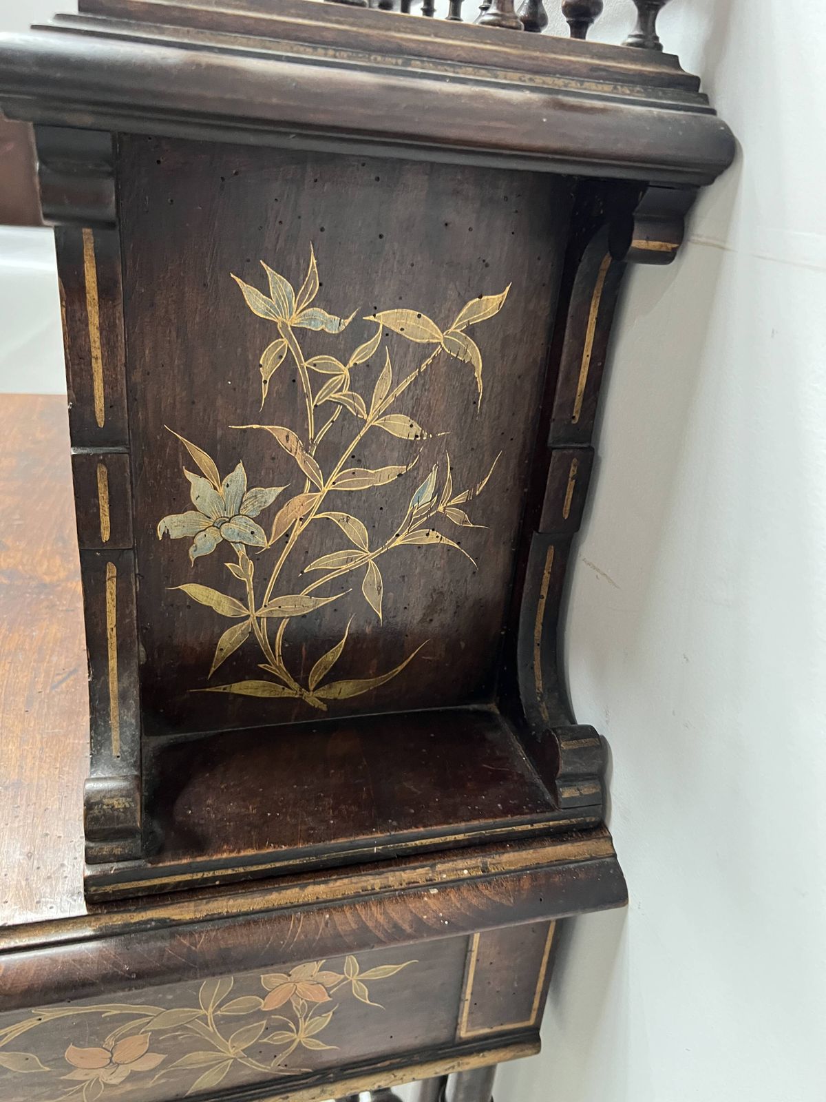 photo furniture Wooden Stepped Desk Decorated With Pyrography, 19th Centur