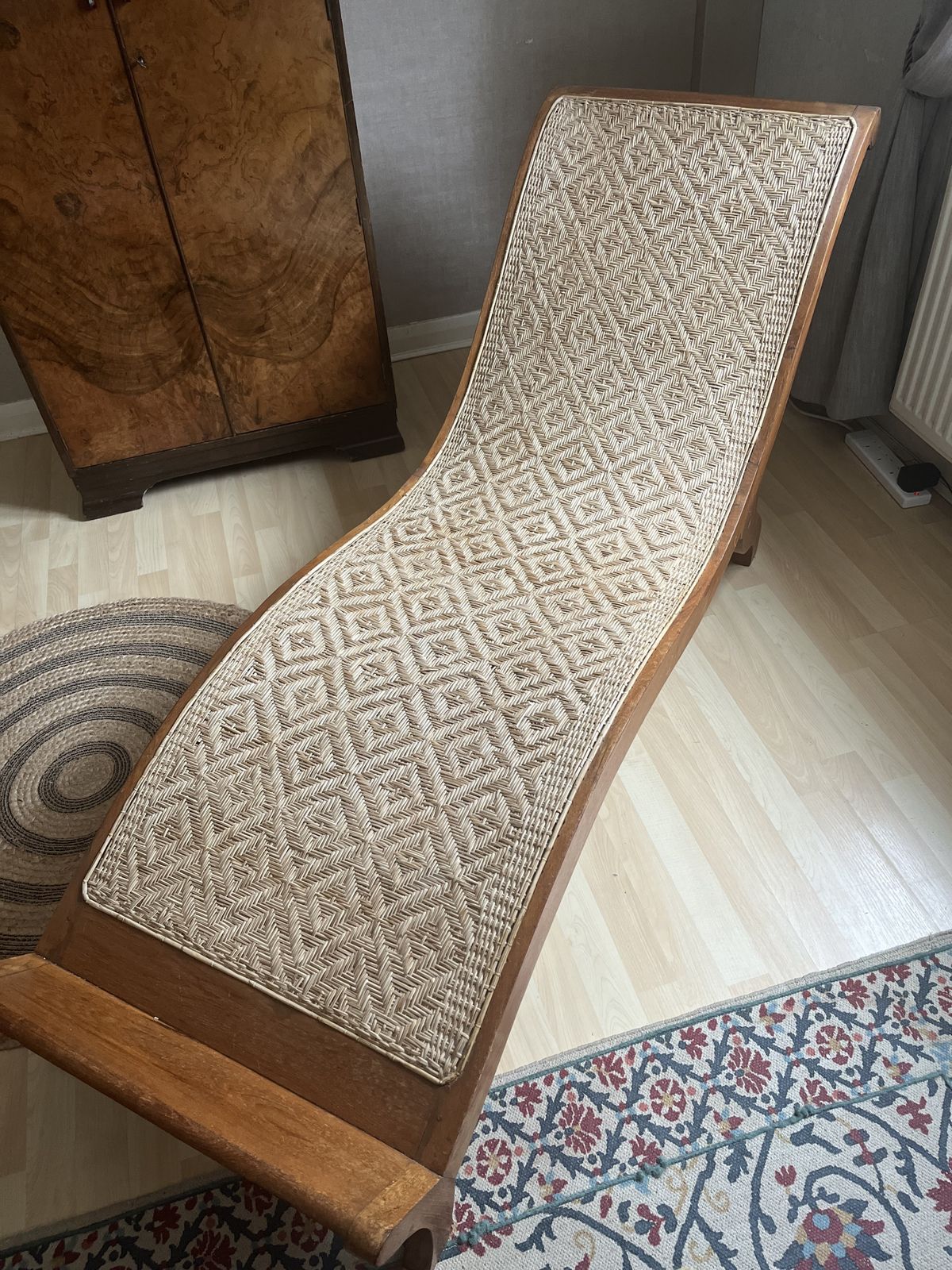 Teak And Cane Indian Chaise Longues photo Furniture