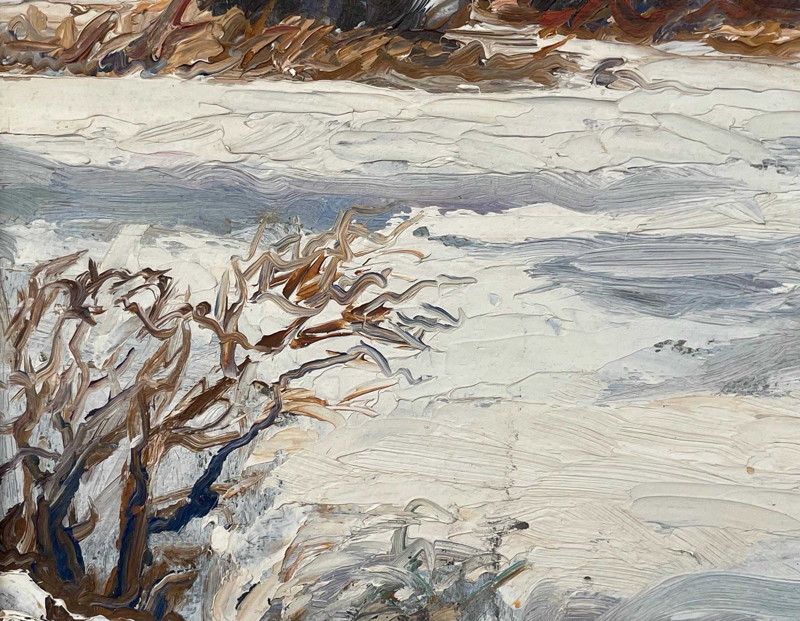 Vintage Mid 20th Century Oil Painting With Motive Of Winter Landscape By J. L. Lorenzen   Framed And Signed Danish Art From The 1950s photo vinterior