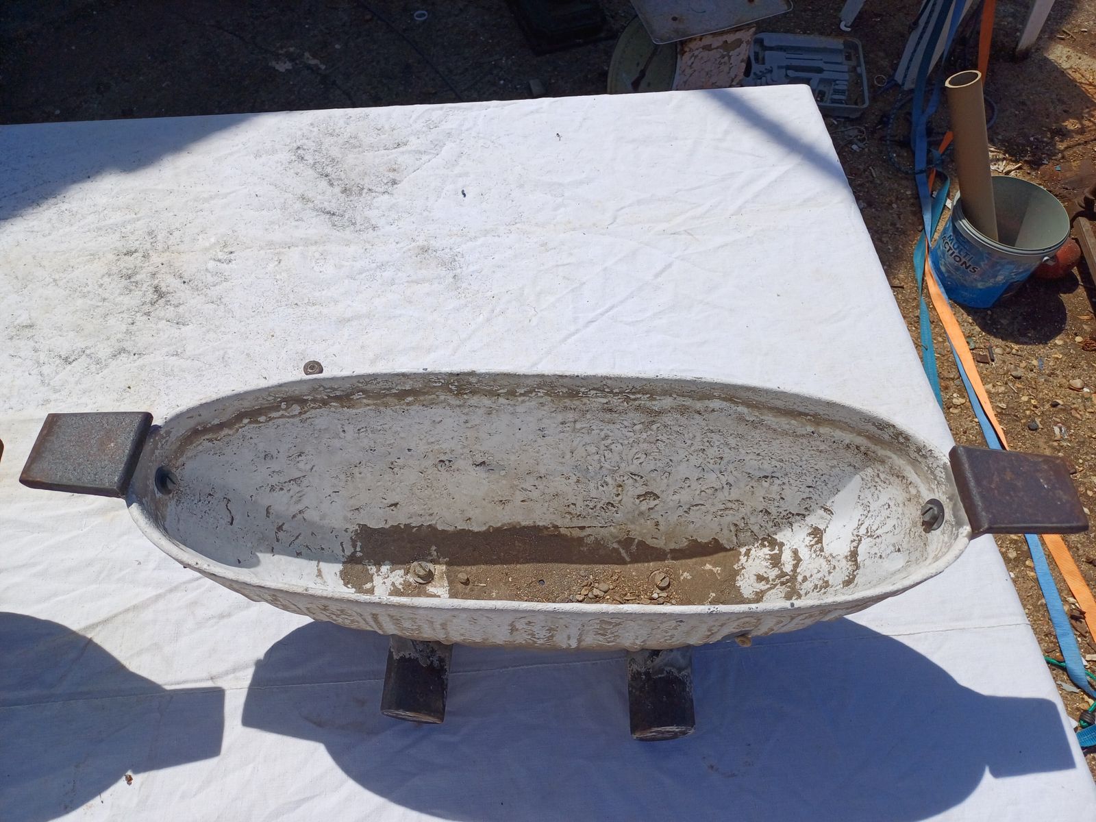 Pair Of Art Deco Enameled Cast Iron Planters photo for sale