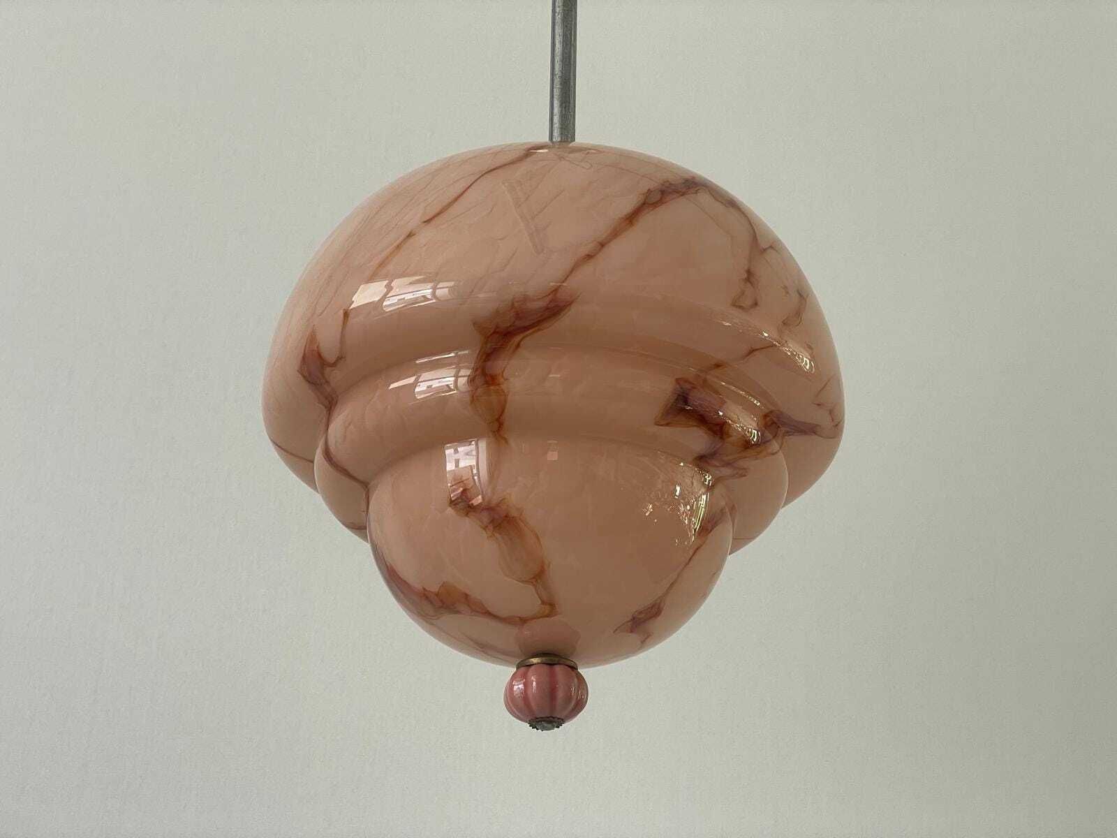 Pink Glass Art Deco Style Ceiling Lamp, 1940s, Germany photo vinterior