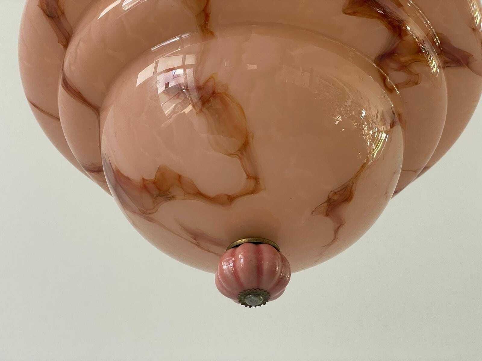 Pink Glass Art Deco Style Ceiling Lamp, 1940s, Germany photo buy