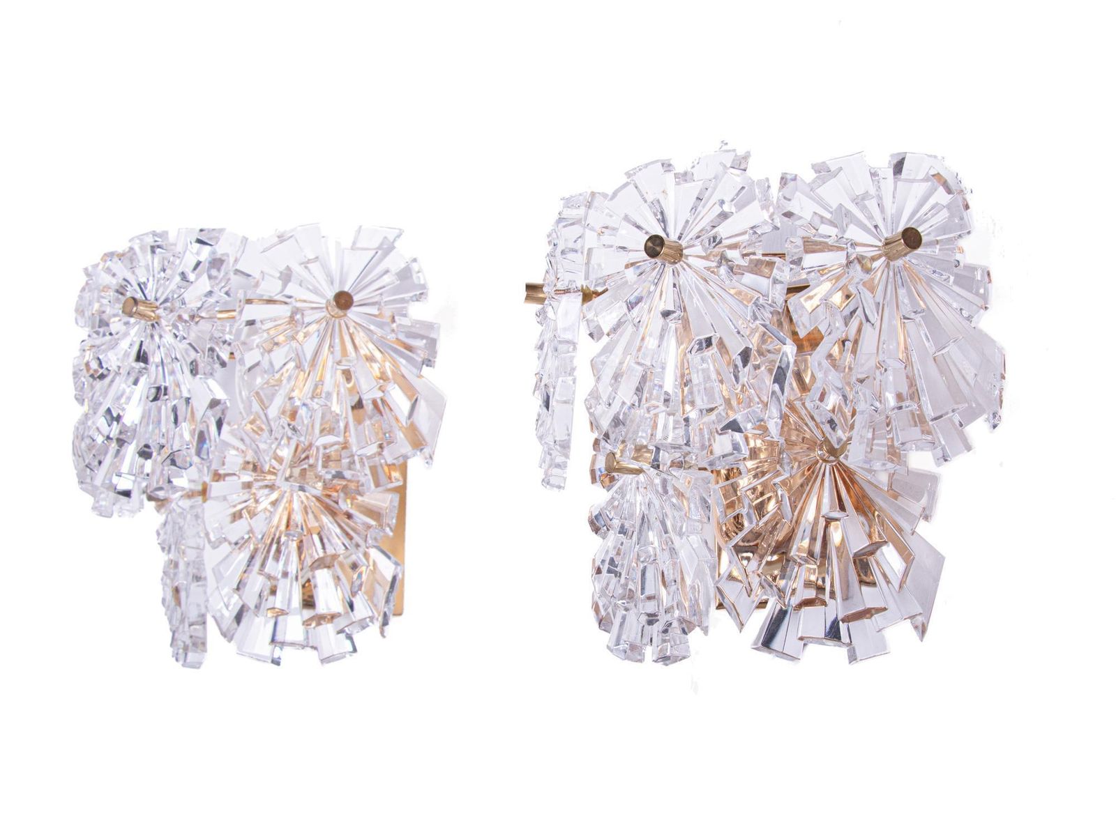 1970s Germany Kinkeldey Starburst Wall Sconces Crystals & Gilt Brass, Set Of 2 photo vinterior