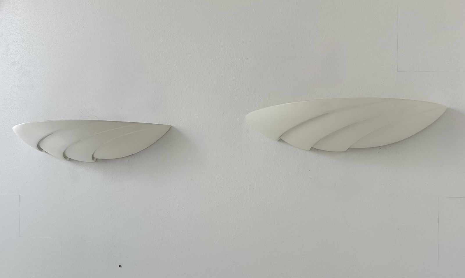 Pair Of Vintage Matte White Plaster Wall Lights, France 1970 photo 348.0