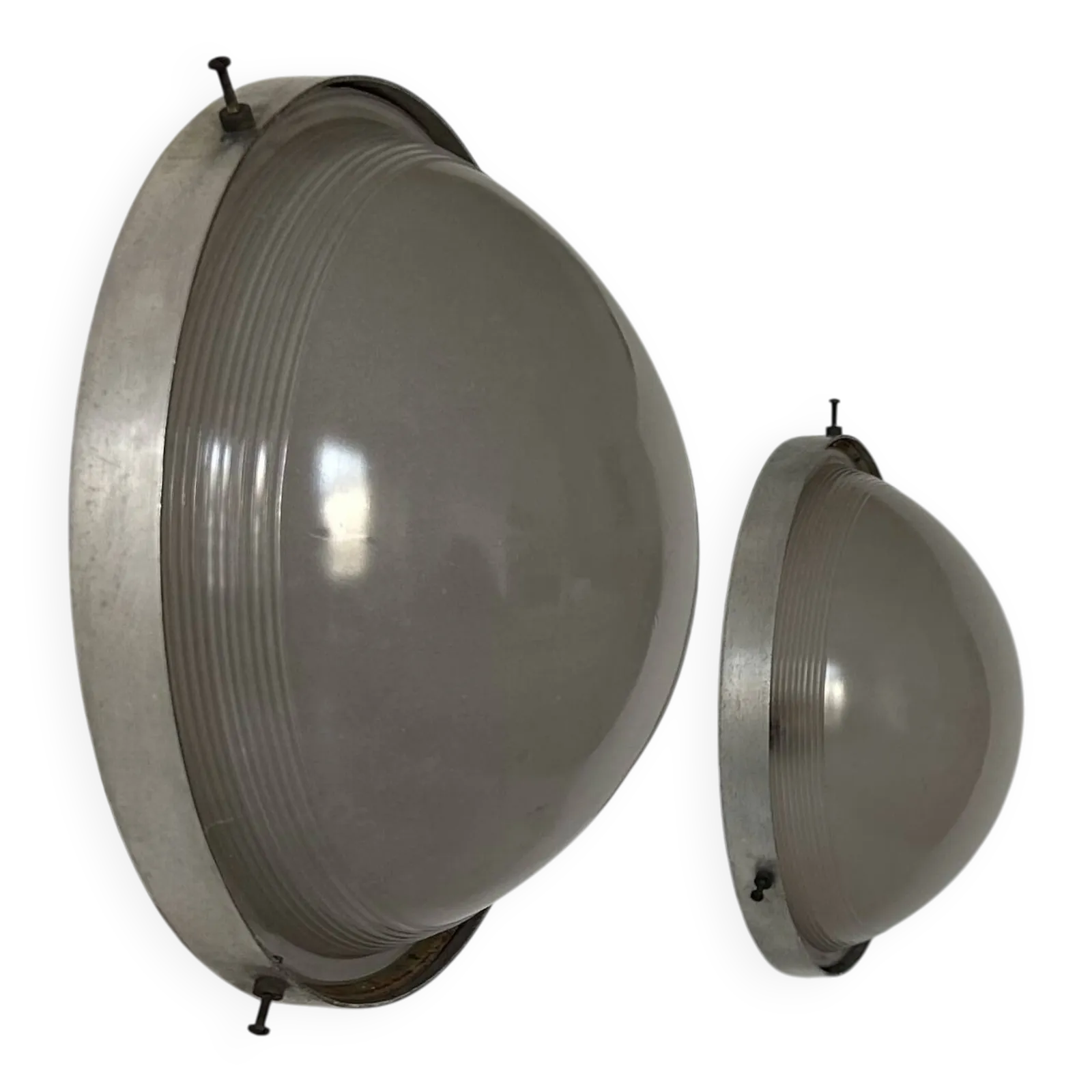 Pair Of Vintage Modernist Wall Lights, Chrome And Sandblasted Glass, France,