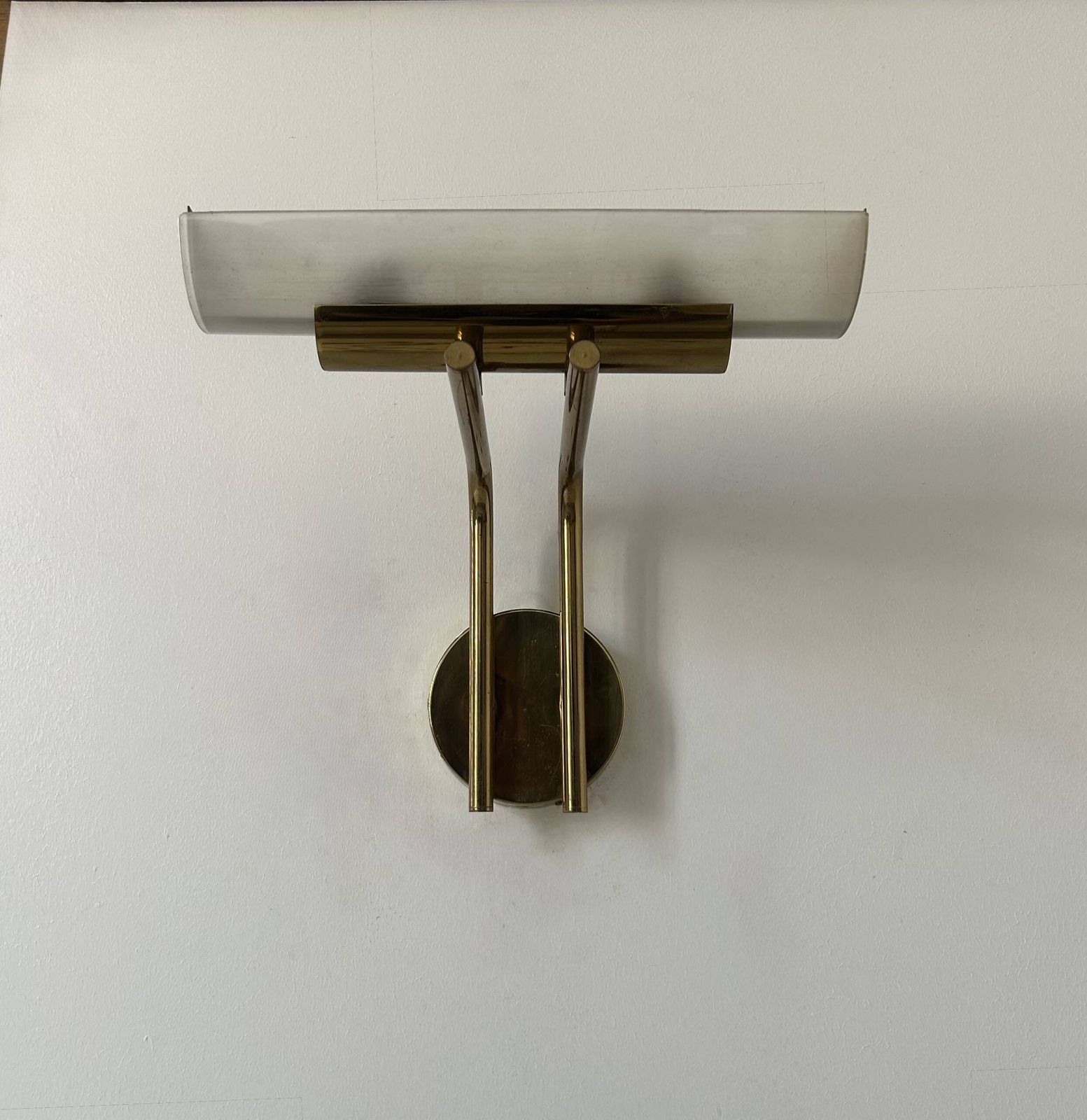 Vintage Wall Lamp, Brass And Sandblasted Glass, France, 1970 photo 357.0