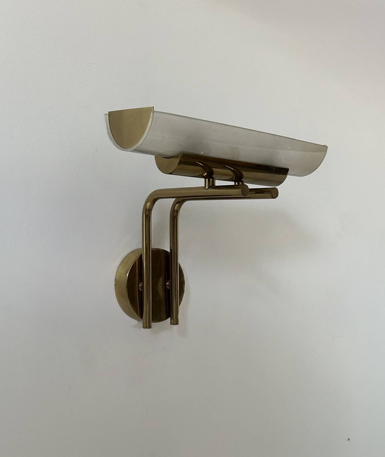 photo furniture Vintage Wall Lamp, Brass And Sandblasted Glass, France, 1970