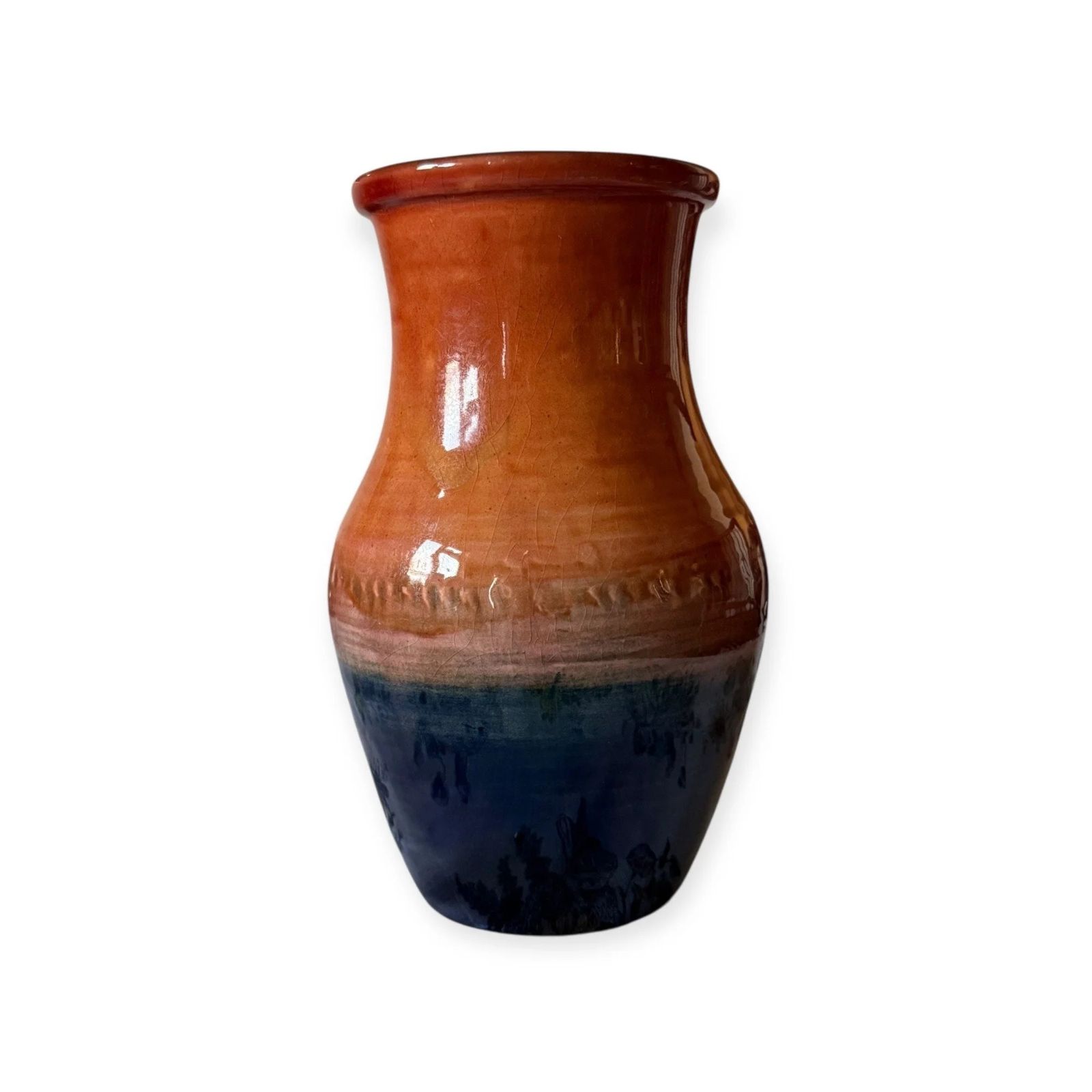 Moorcroft Orange & Blue Flambé Baluster Vase – 19 Cm, C.1925–1935 photo Home Decor