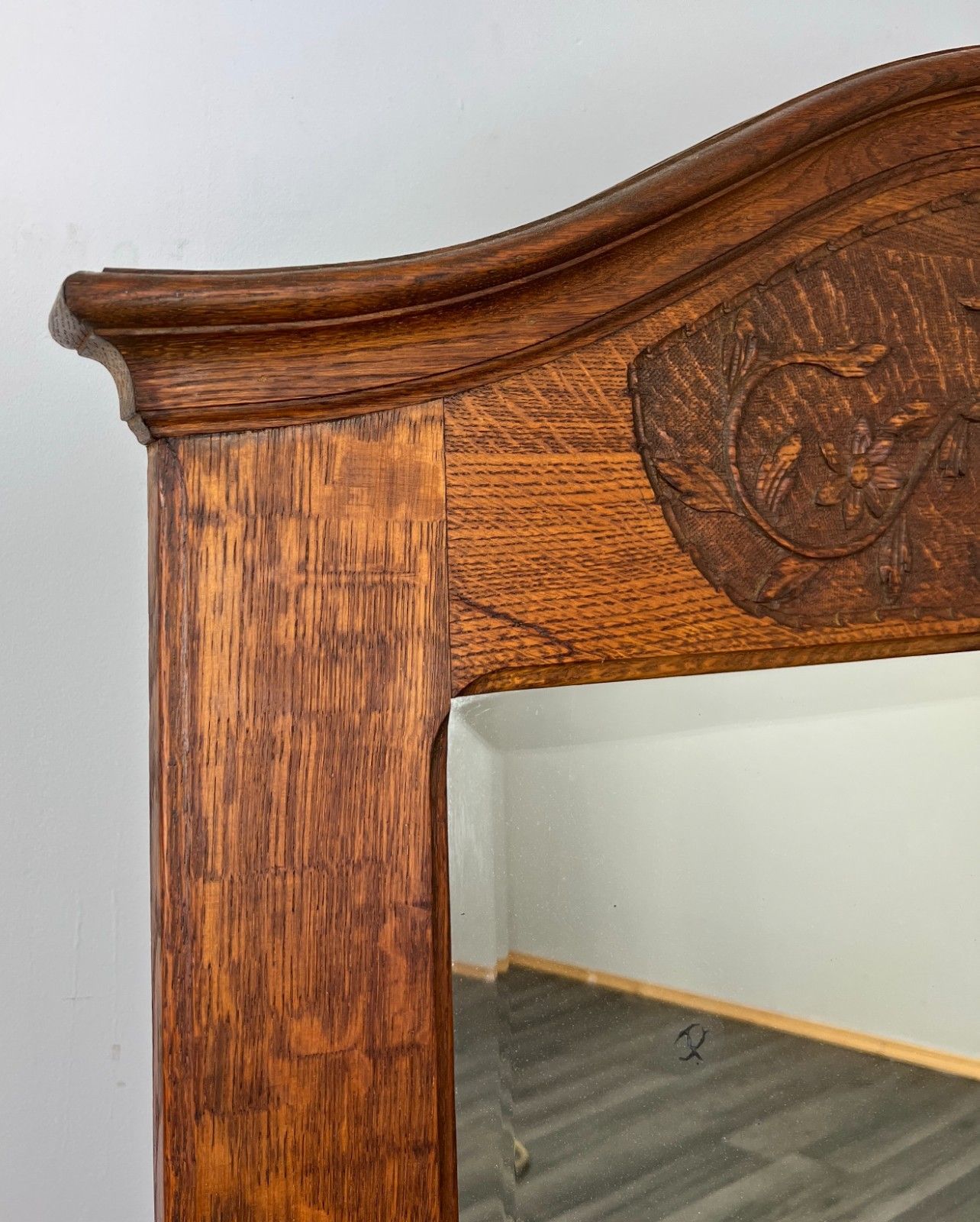 Mirror Antique French Oak Carved Floral Frame – Lot 4119 photo furniture