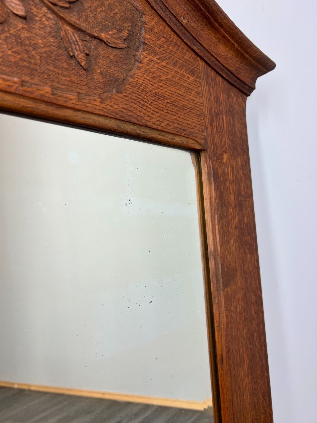 Mirror Antique French Oak Carved Floral Frame – Lot 4119 photo vintage