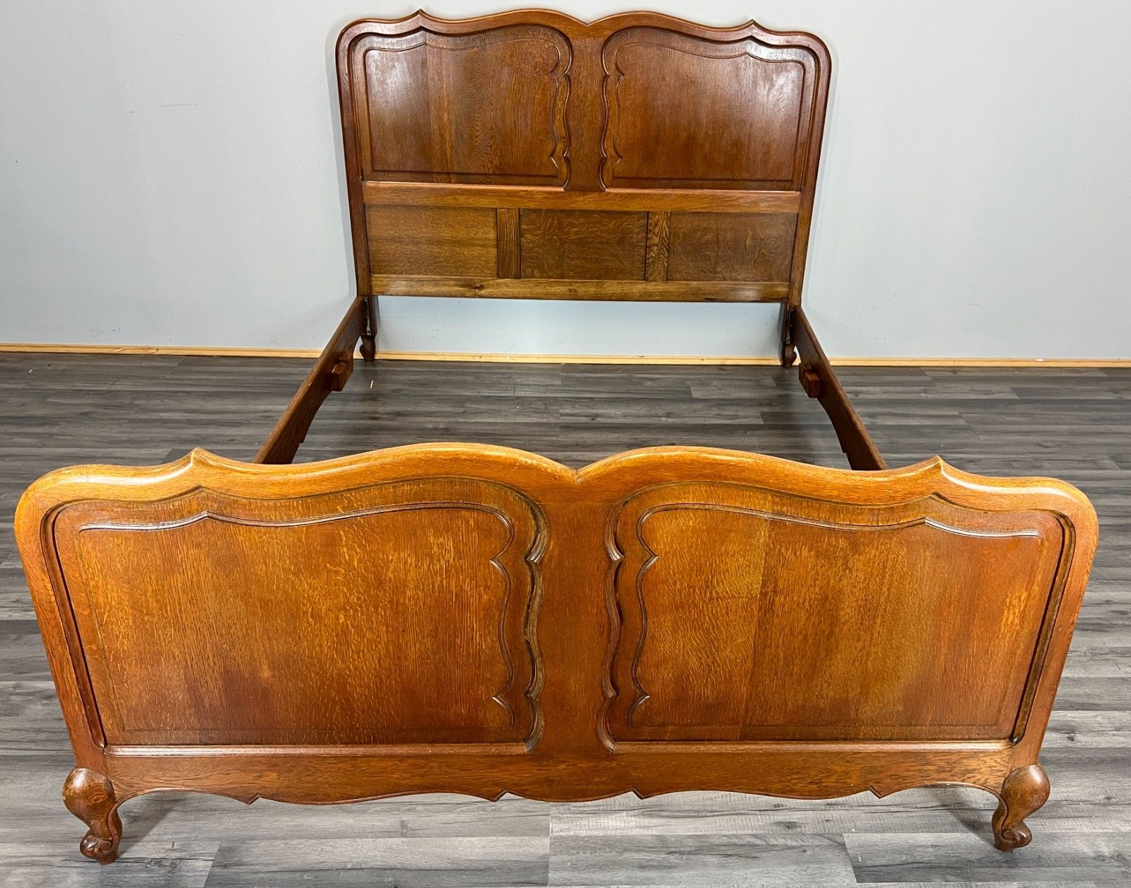 Bed Frame Vintage French Louis XVI Style Oak Double Carved Panel Lot 4111