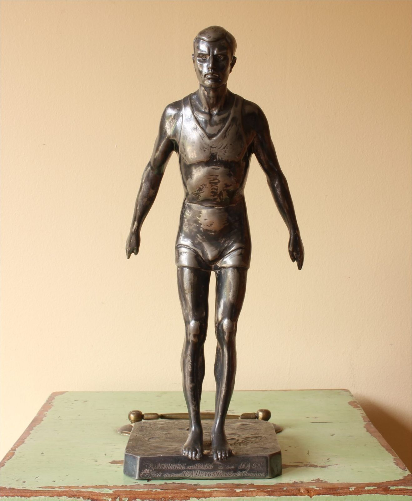 Swimming Trophy. Wilhelm Zwick Diving Figure Sports Statue. Ghent. C1910. photo furniture