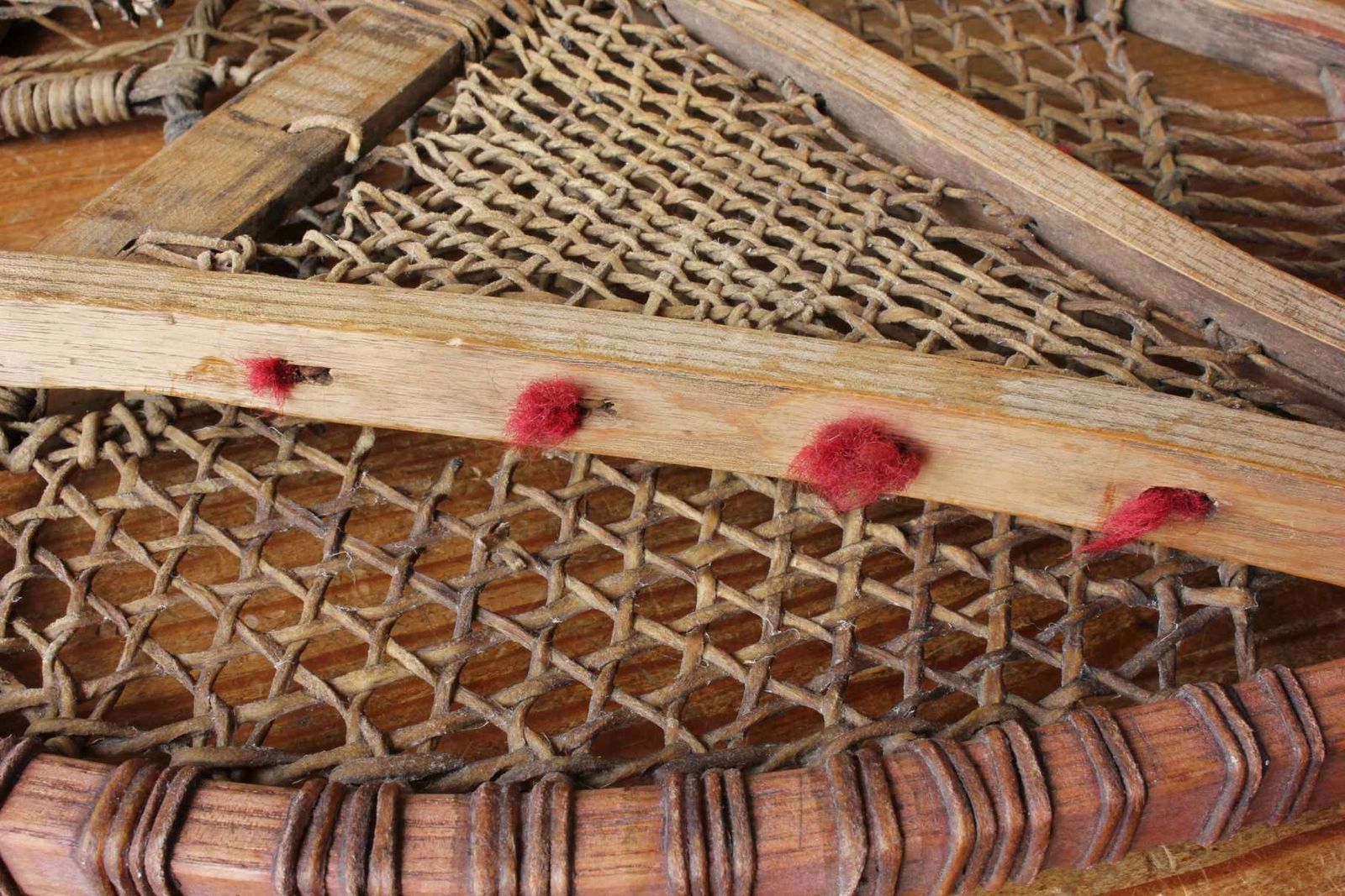 Antique Pair Of Native American Indian Pom Pom Snowshoes. Ski Lodge. photo Home Decor