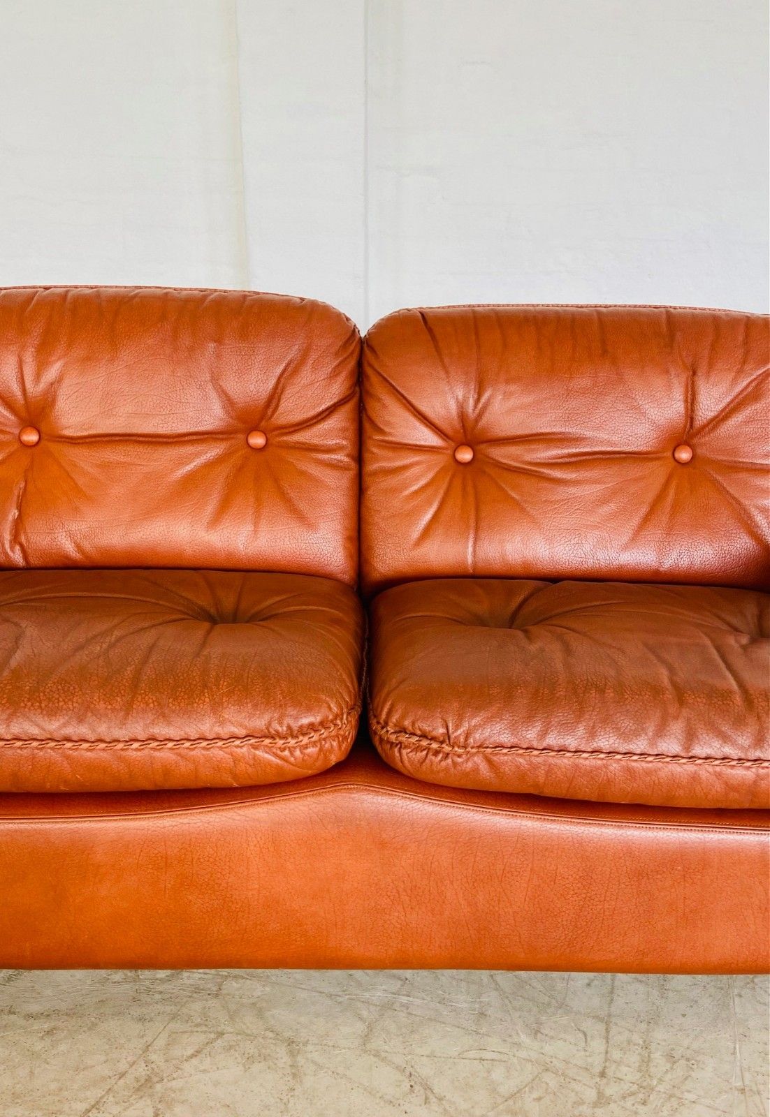 photo furniture Vintage Danish Mid Century Cognac  Leather 2 Seater Sofa By Siguard Ressell