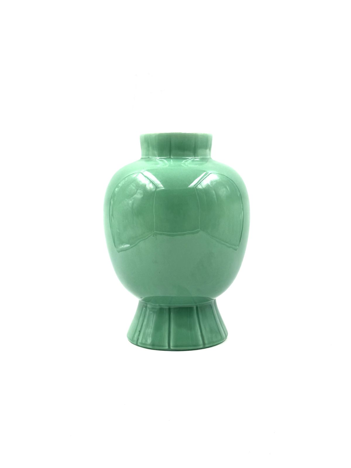 Paul Millet, Art Deco Green Ceramic Vase, Sevres France 1930s photo furniture