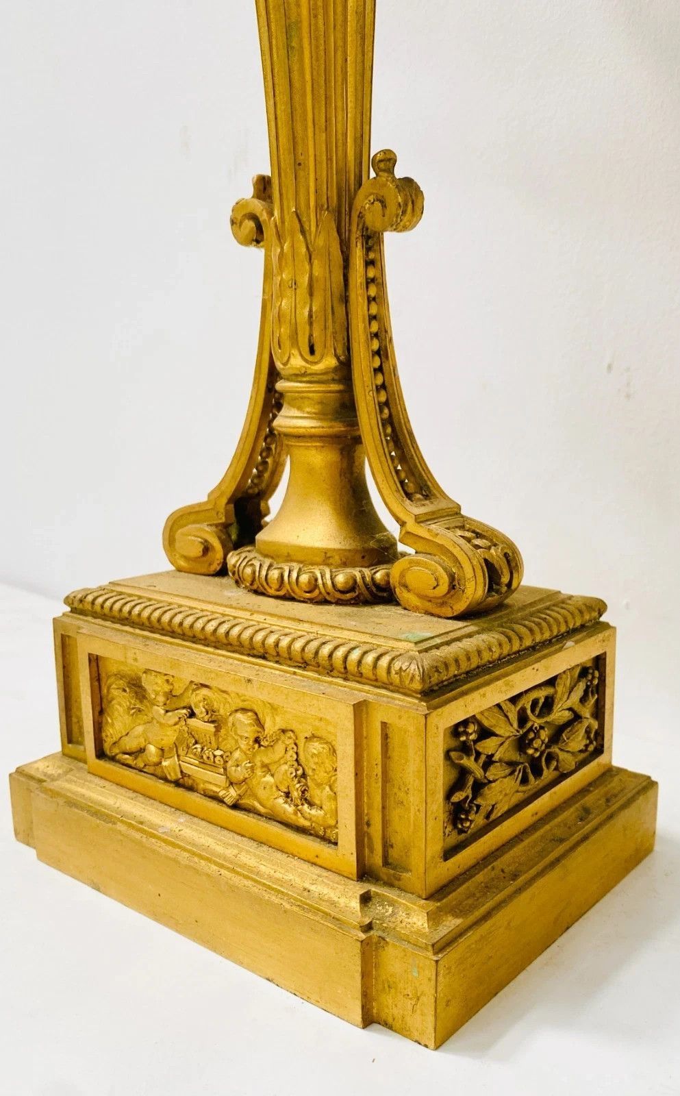 photo for sale 19th Century Gilded And Chiseled Bronze Candle Holder