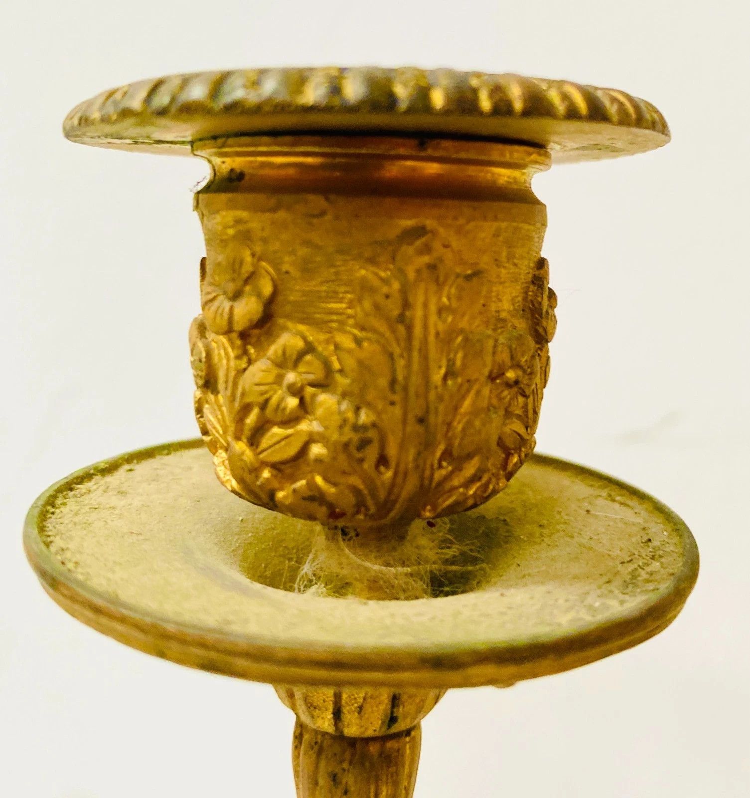568.13 19th Century Gilded And Chiseled Bronze Candle Holder photo