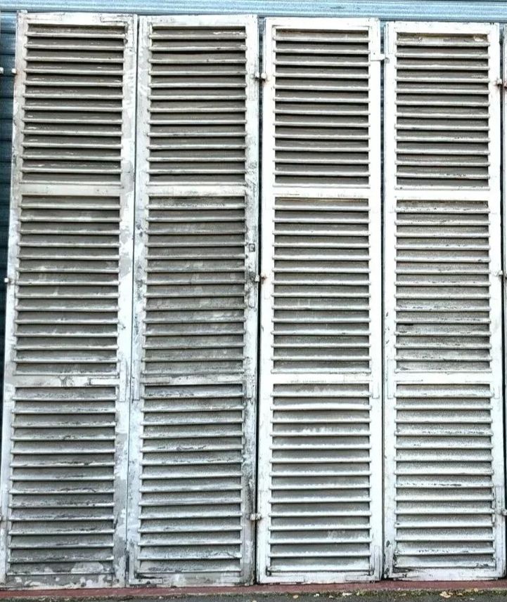 Suite Of 2 Pairs Solid Oak Shutters 19th Century photo vintage