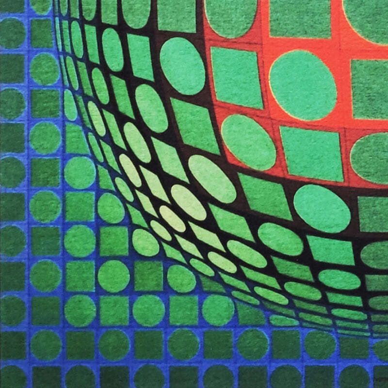 1970s Gorgeous Victor Vasarely Op Art Limited Edition Lithograph photo vintage