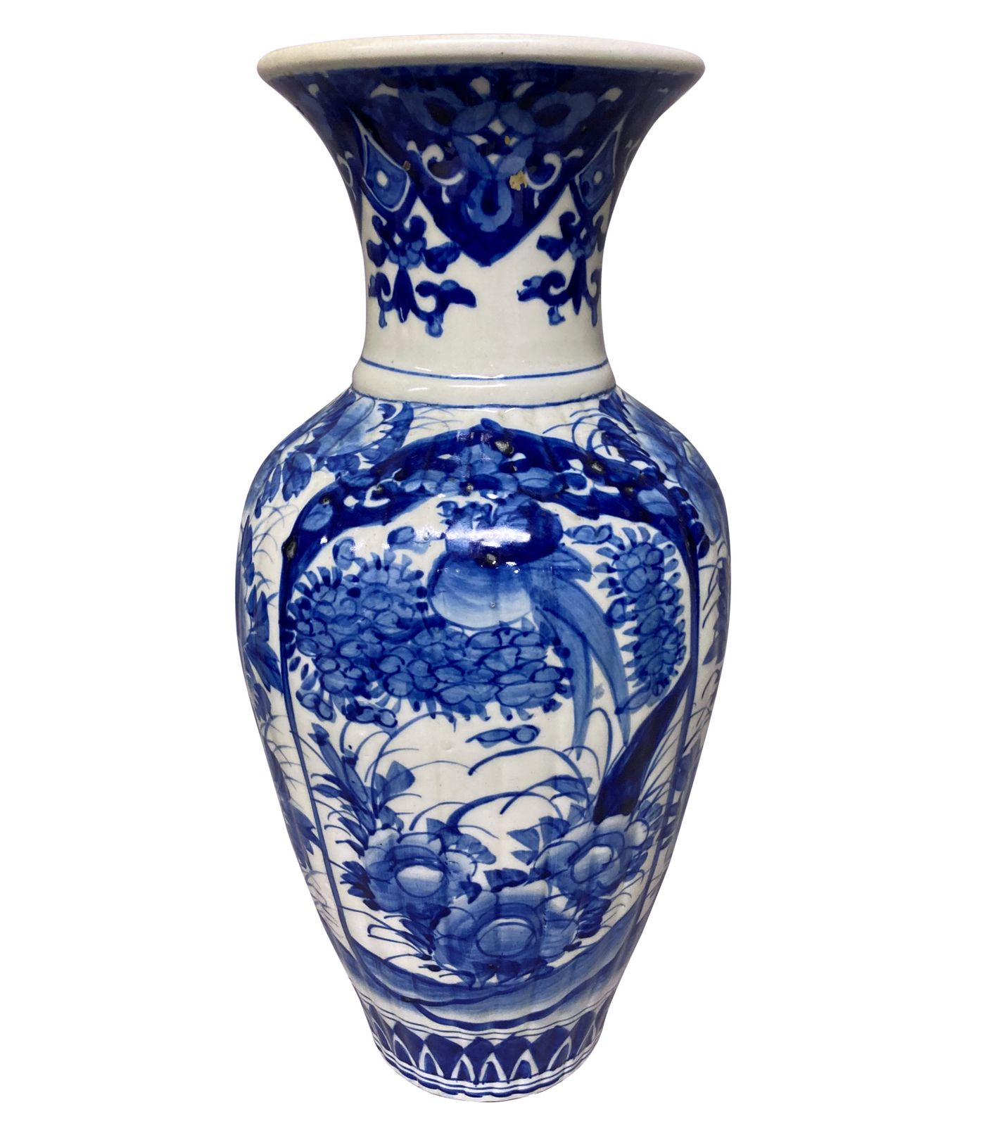 A Pair Of XIX Century Chinese Blue & White Baluster Vases photo Home Decor