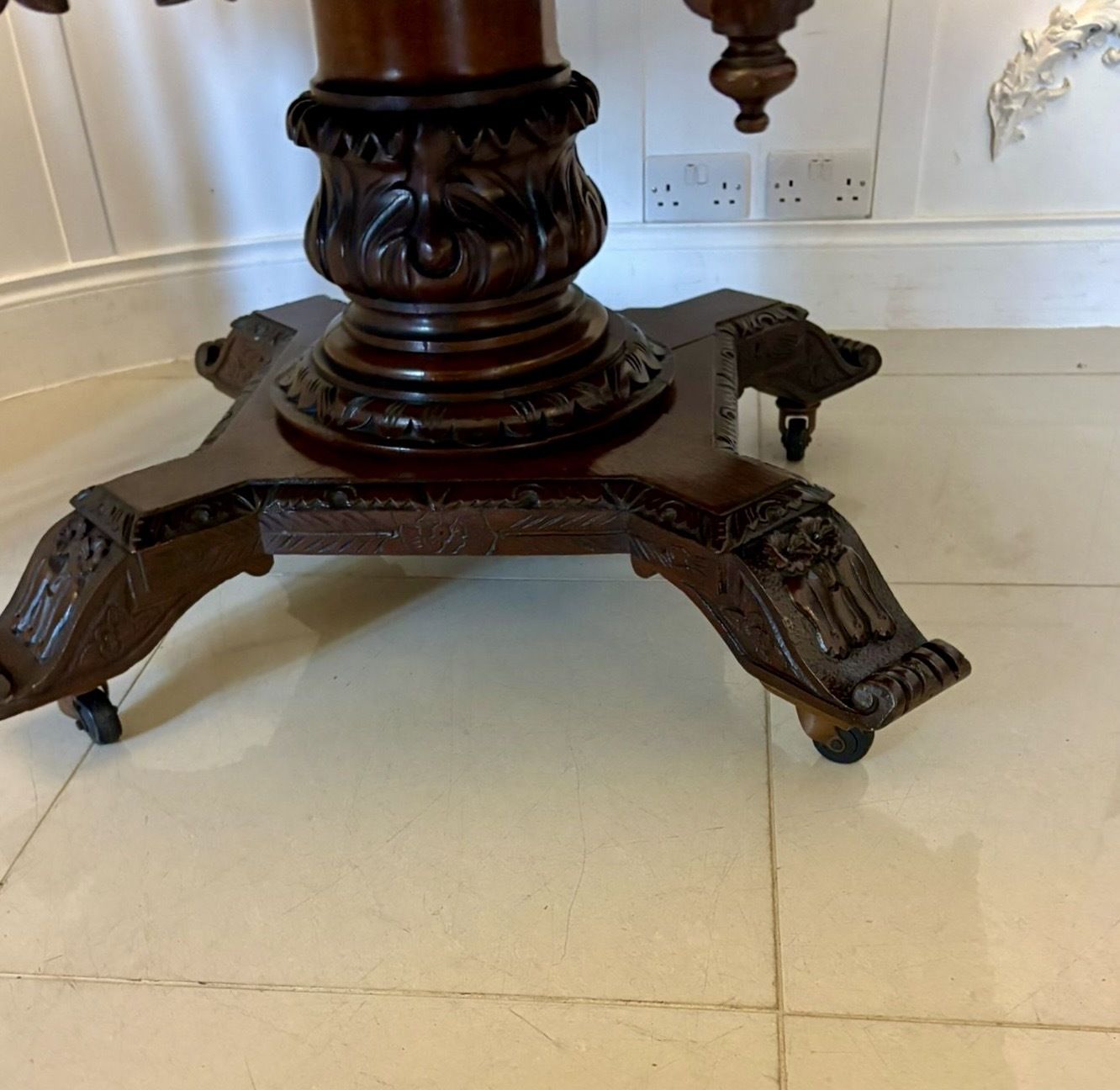 photo buy Superb Quality Large Antique 19th Century Carved Oak Dining Table
