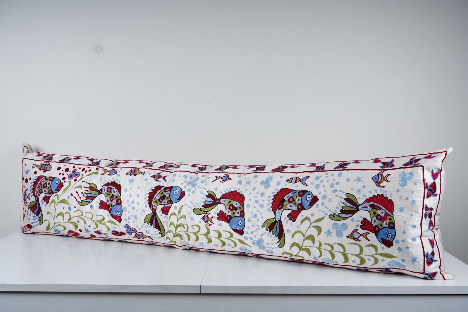 Tashkent Suzani Animal Pictorial Bedding Pillow Case Made From A 19th Century Suzani, Bird Motif Extra Long Cushion Cover photo Textiles