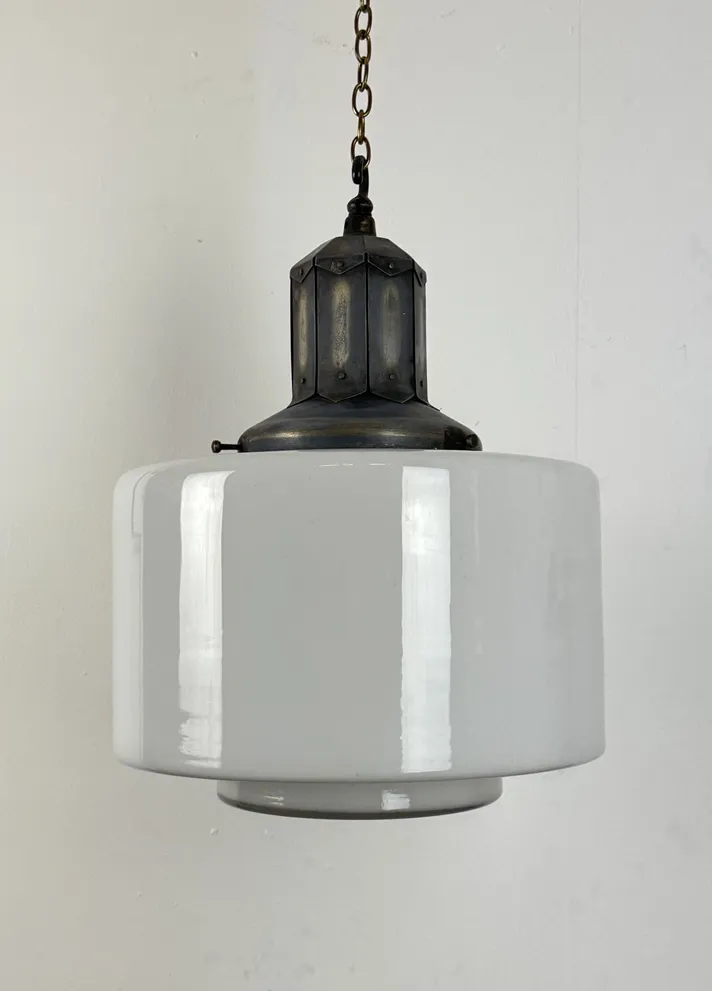 Exceptional Art Deco Opaline Pendant Light (25141) photo 595.0