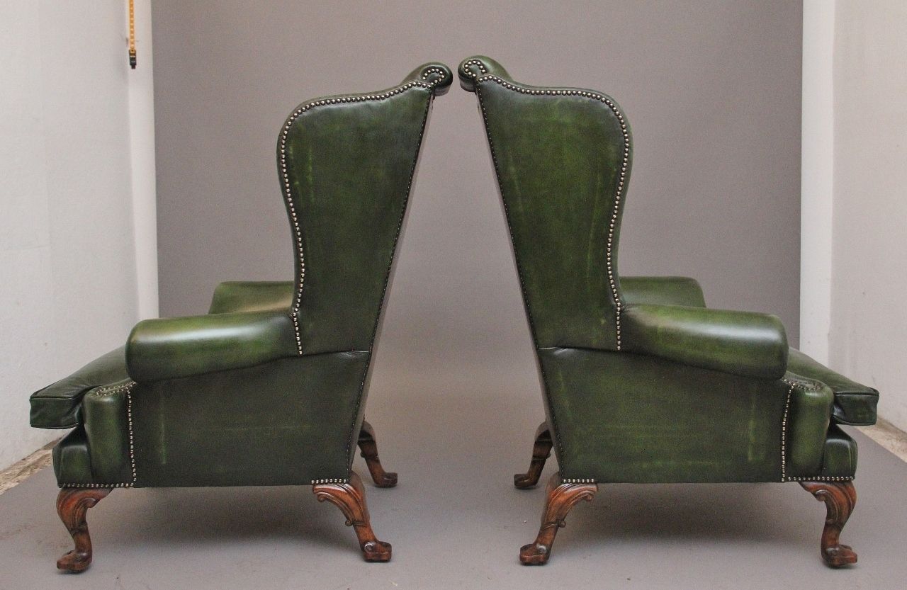 Large Pair Of Early 20th Century Walnut Wingback Armchairs photo 6700.0