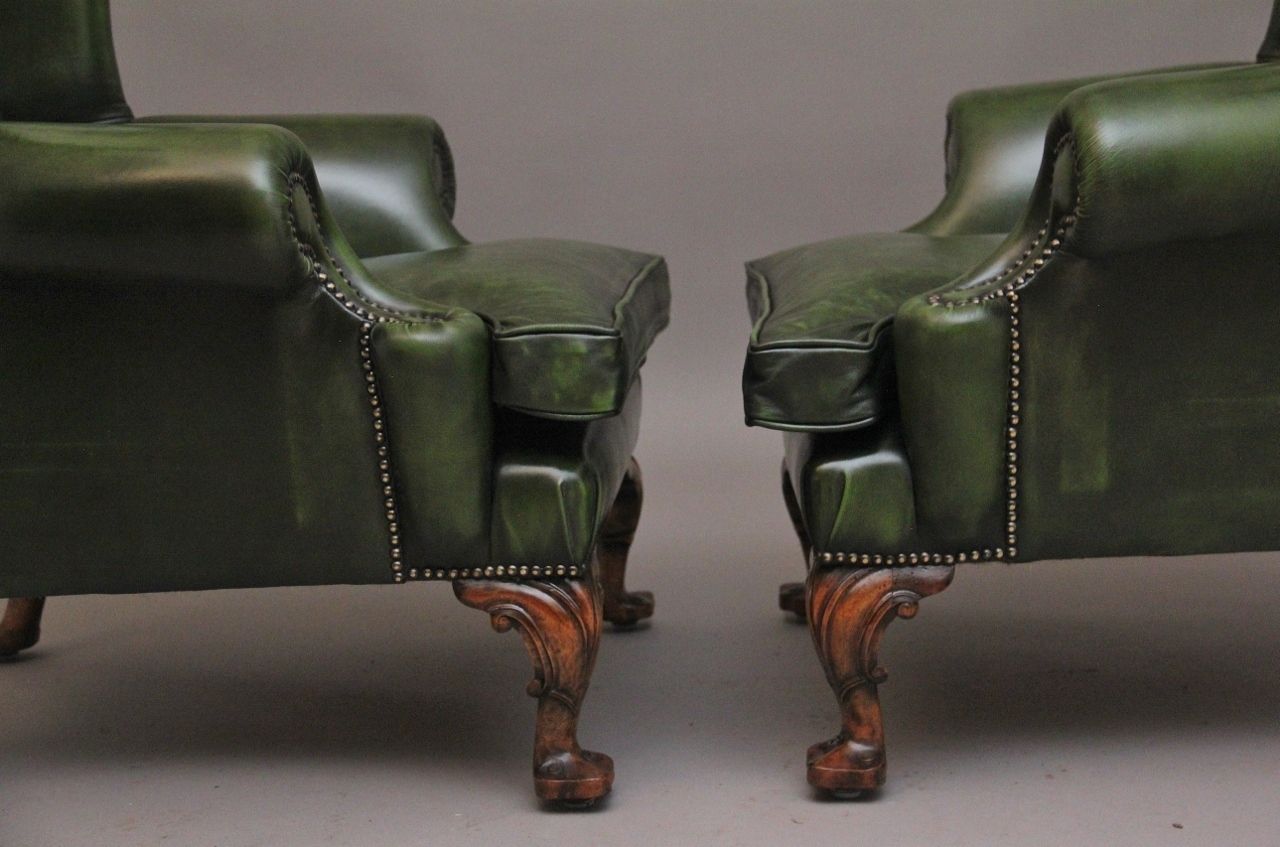 Large Pair Of Early 20th Century Walnut Wingback Armchairs photo vintage