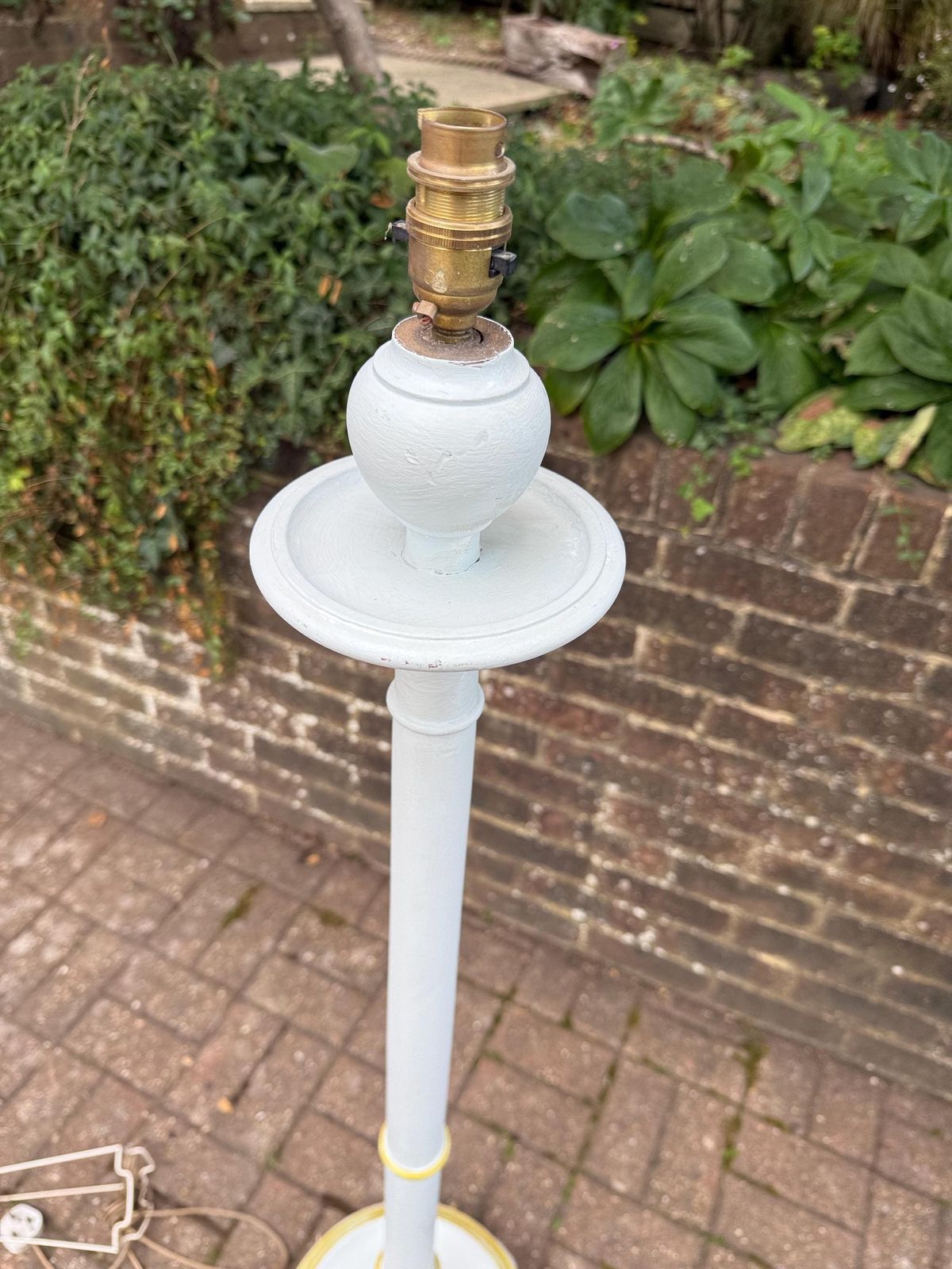 Upcycled Early 20th Century Vintage Standard Lamp, Duck Egg Blue And Gold, Hand Painted In Farrow & Ball ‘Borrowed Light’ Pat Tested Working photo Lighting