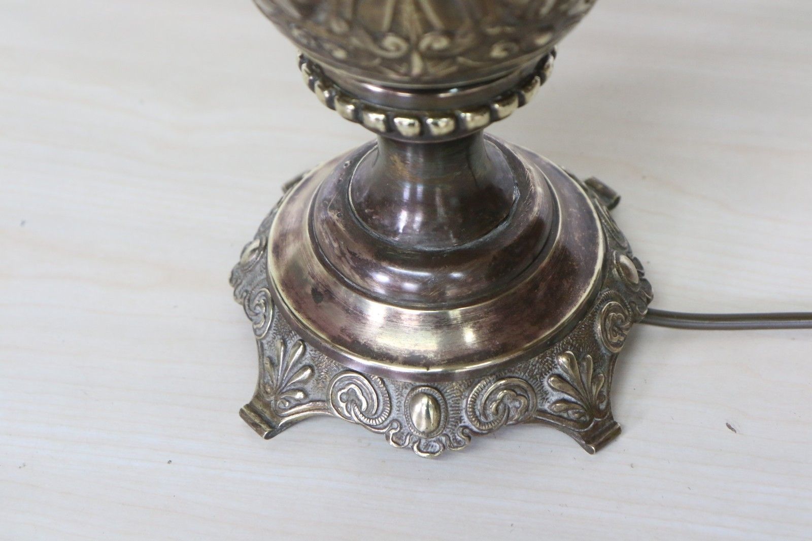 photo vinterior Table Lamp Ornate Victorian Brass Oil Lamp Conversion  Chased Decorations Large
