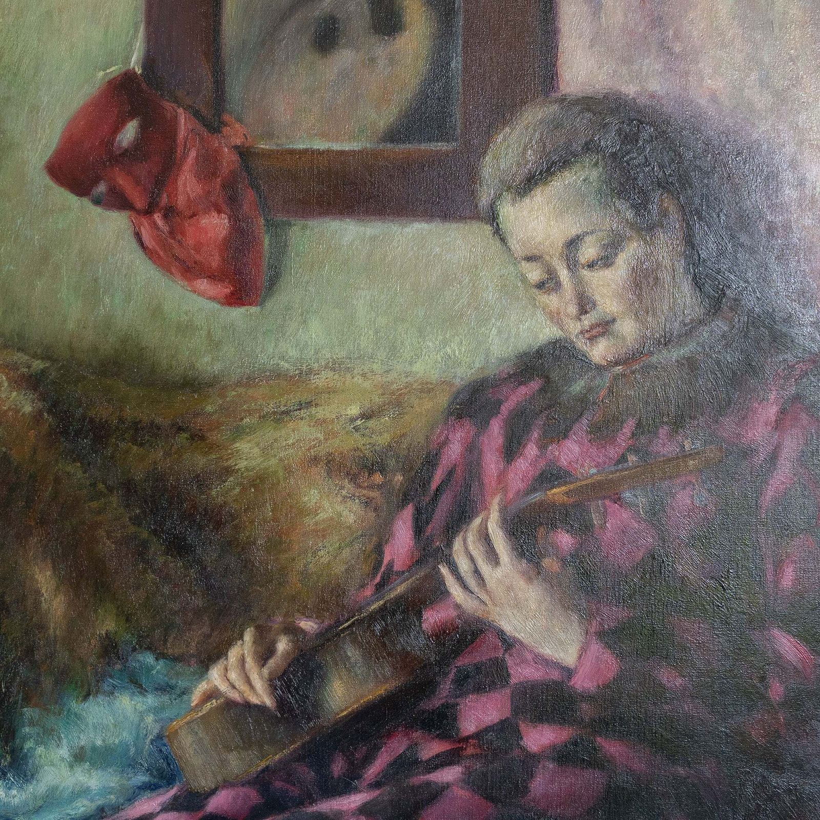 Harlequin Figure With Guitar – Follower Of José Manuel Capuletti And Related Symbolist Artists photo Art