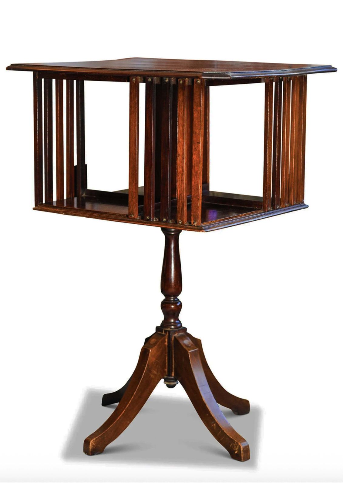 Victorian Handmade Floor Standing Revolving Bookcase With Chamfered Edge 1800's photo for sale