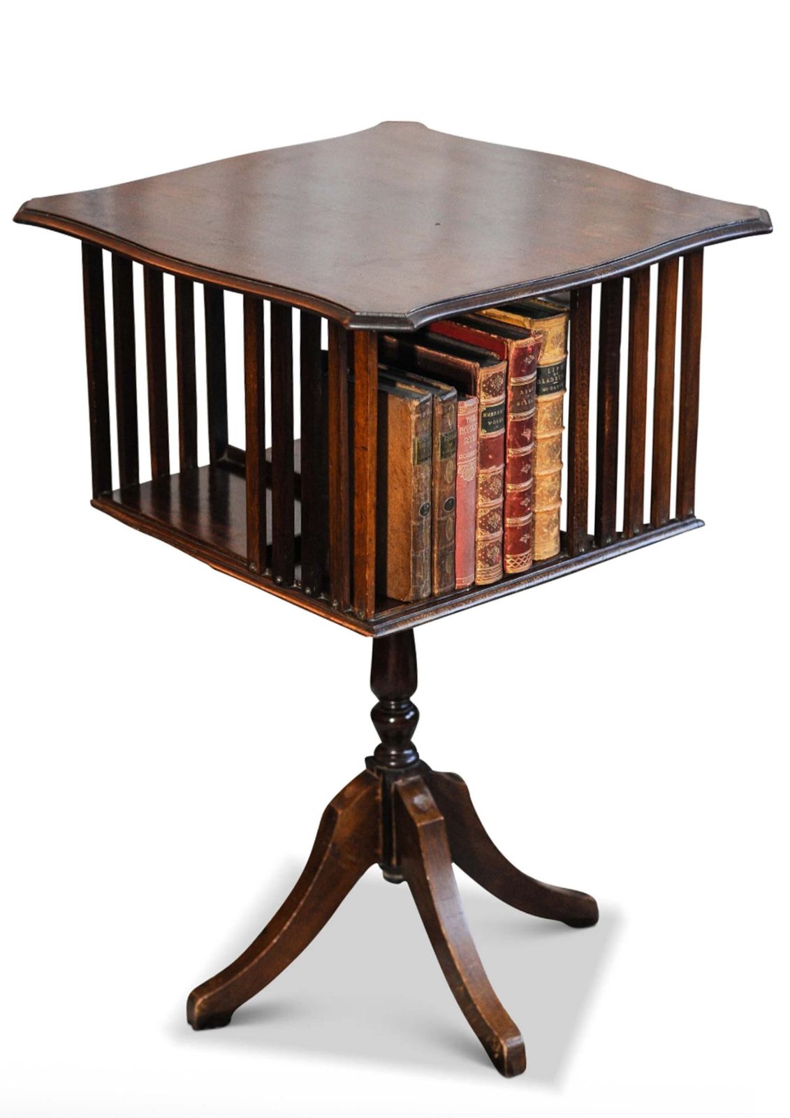 Victorian Handmade Floor Standing Revolving Bookcase With Chamfered Edge 1800's