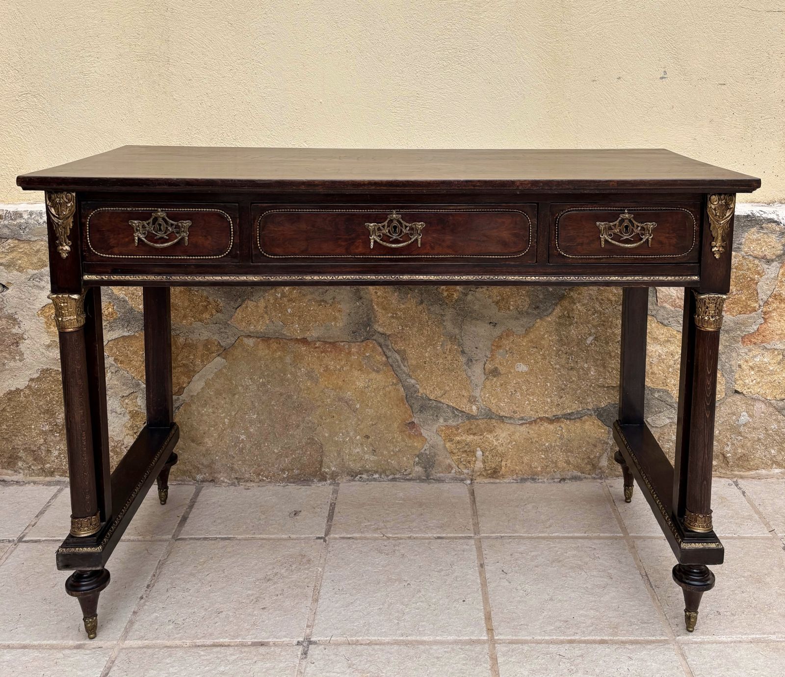 French Desk Table In Brown Golden Bronze, 1870 photo furniture