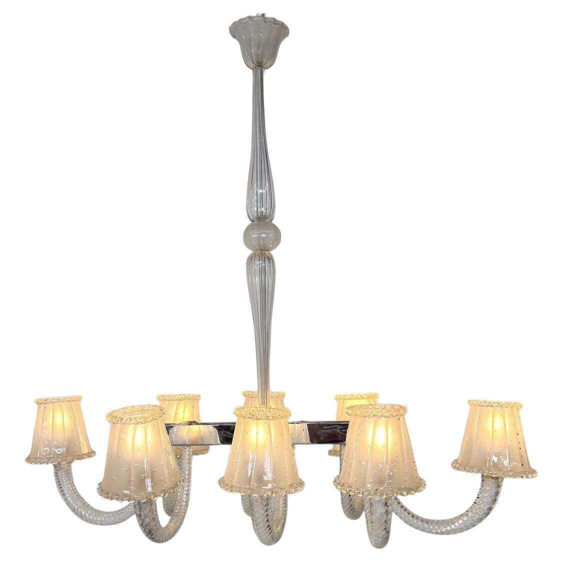 Barovier And Toso Chandelier, Murano Glass   8 Sconces