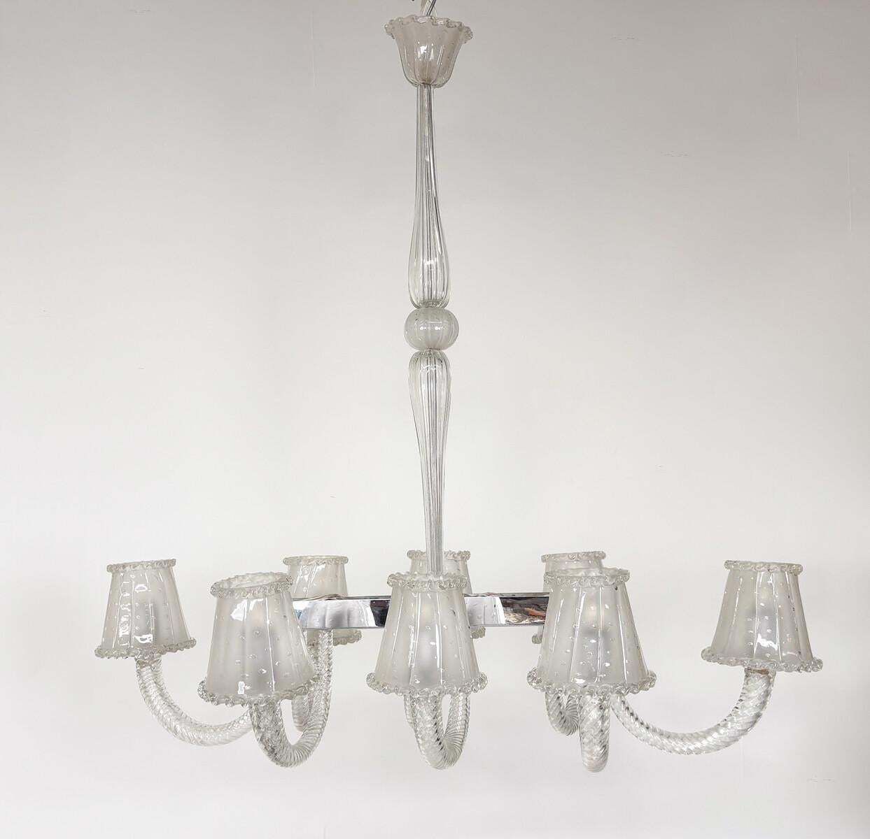 Barovier And Toso Chandelier, Murano Glass   8 Sconces photo buy
