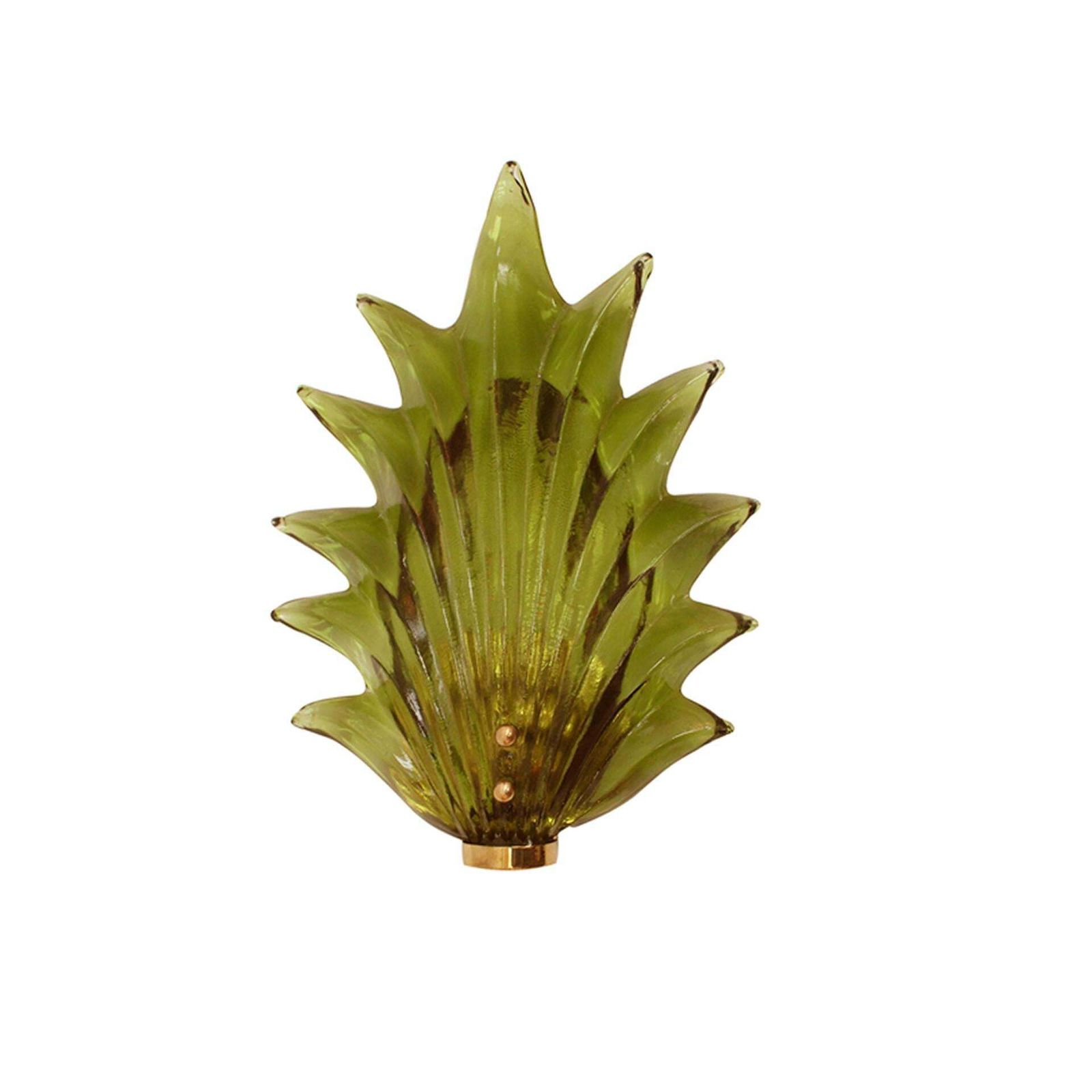 Set Of 4 Floral Murano Glass Wall Sconces In Green, Italian Art Glass Lighting photo furniture