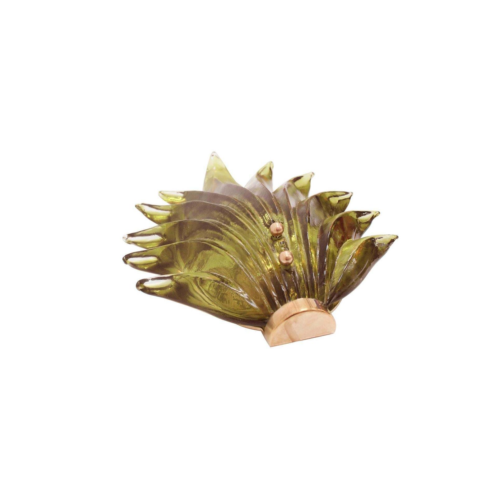 Set Of 4 Floral Murano Glass Wall Sconces In Green, Italian Art Glass Lighting photo 2695.0